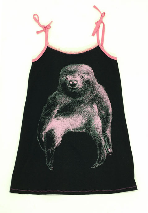 traegerkleid faultiermotiv