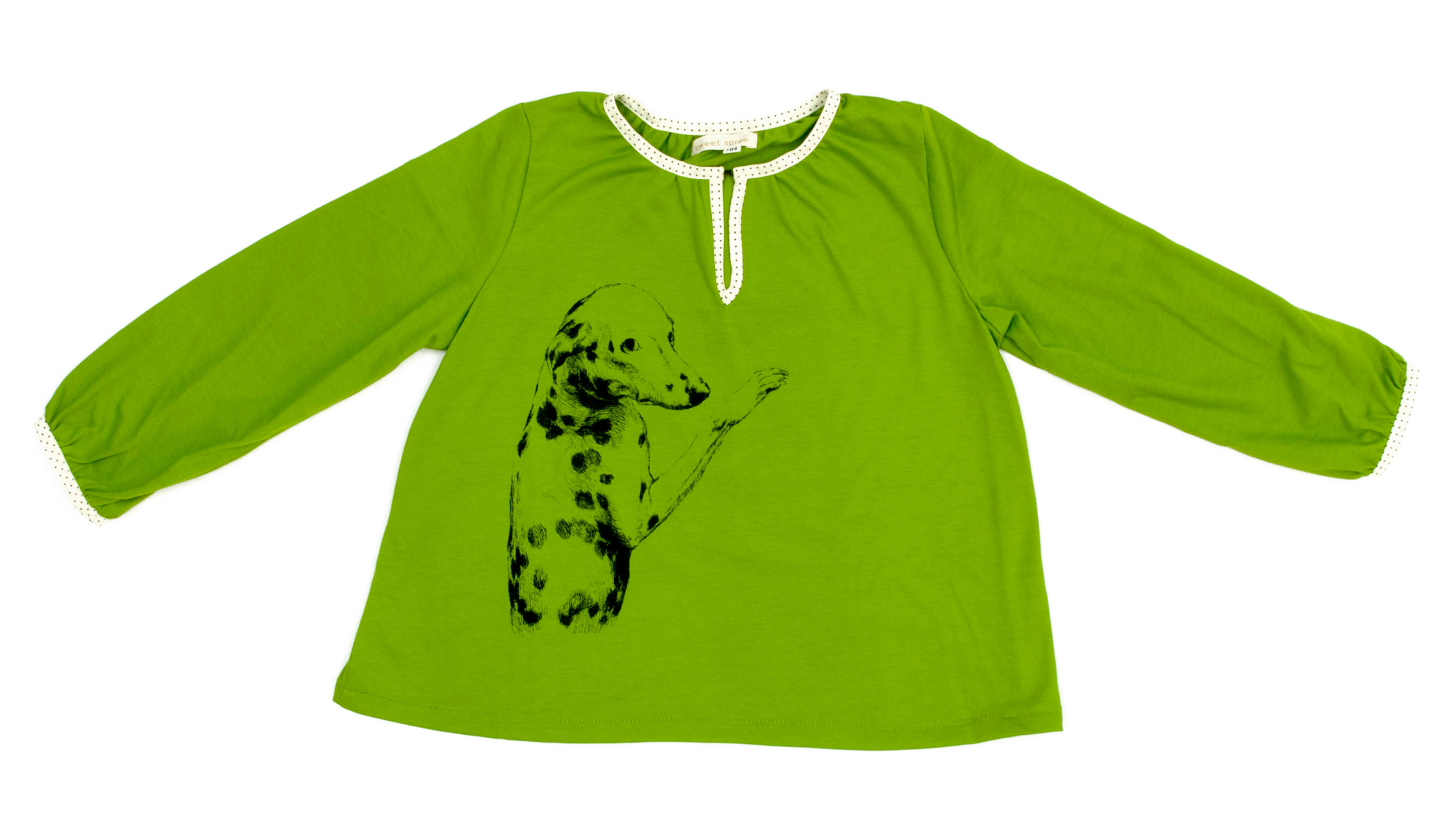 mädchentunika, dalmatinermotiv in gruen