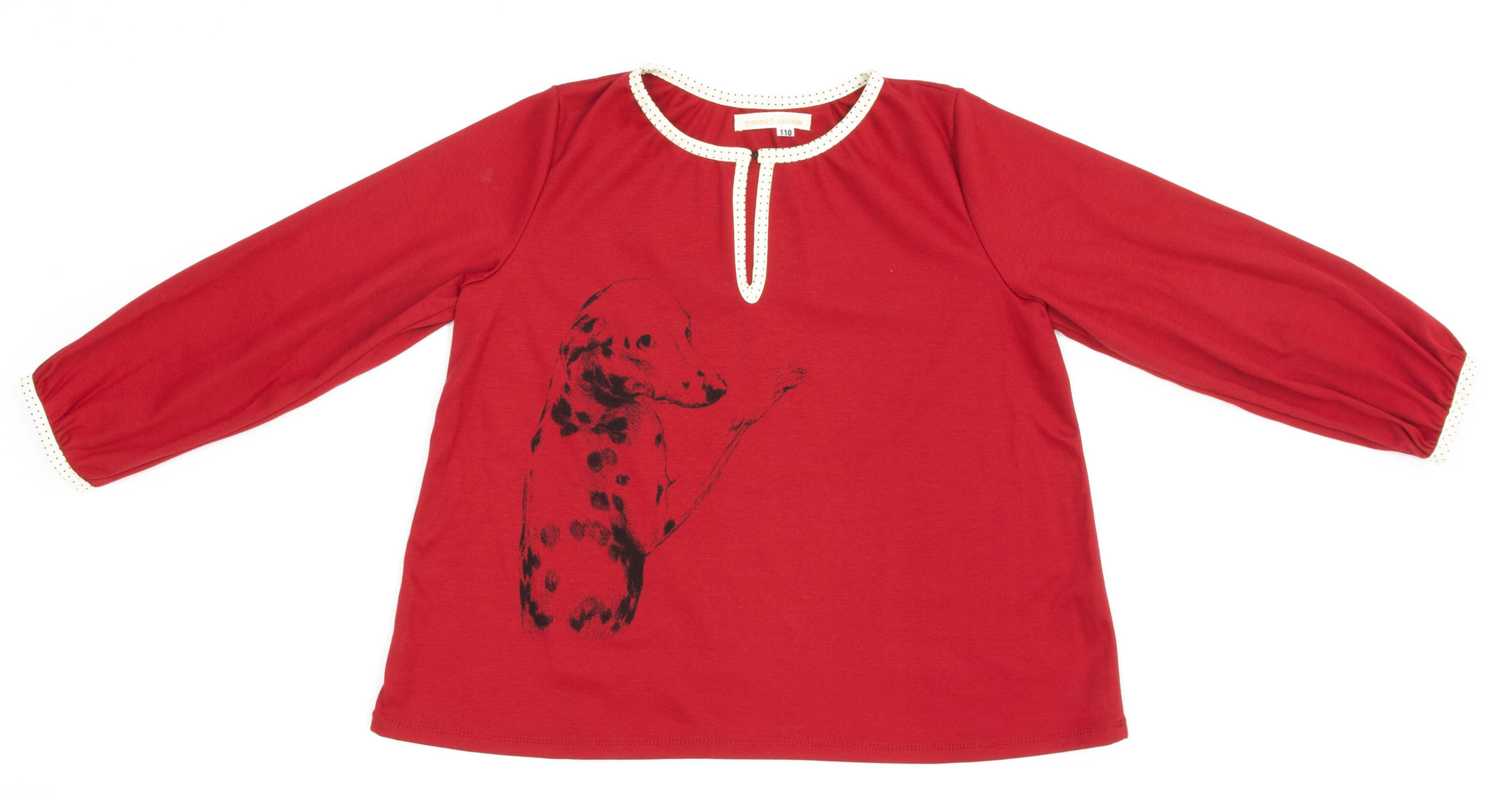mädchentunika, dalmatinermotiv in rot